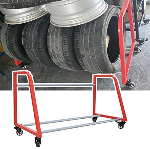 Reifenregal Mobiles Tragbares Reifenregal mit 4 Rädern, Hausgarage Carport Multi Reifen Lagerregal 50 Zoll, Metallreifen-Organizer-Rack für Die Landwirtschaftliche Werkstatt