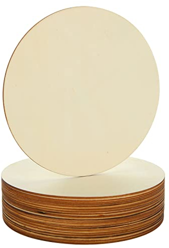 JMIATRY 20 Stück Holzscheiben 20 cm Durchmesser, Holzplatte Rund 20cm - 3 mm dicke, Runde Sperrholzplatten für Handwerk, Dekorationen, DIY