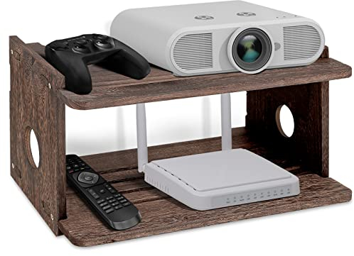 BEARUT Wandhalterung Projektor Regal TV-Ständer WiFi Router Aufbewahrungsbox Wandmontiertes TV-Regal für Kabelboxen/Fernbedienung/DVD-Player Aus Holz, XTY_01