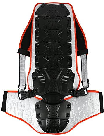 Rückenprotektor Motorrad, Rückenprotektor Skifahren und Snowboard Sportarten Protektorenjacke mit Reflektorstreifen, Rückenprotektor für Motocross Ski Reiten， Cooles Farbschema in Rot und Silber