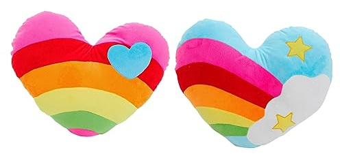 HOMSFOU 2 Stück Liebespaar-Kissen Nackenrollen Outdoor-Wurfkissen Als Regenbogen-Wurfkissen Herzförmiges Regenbogenkissen Valentinstag Herzförmiges Kissen Für Plüsch