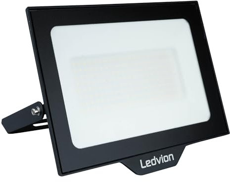 Ledvion LED Strahler, Inkl. 0.5M Kabel, 100 Watt Osram LED Strahler, 4000K Weitstrahl, 12000 Lumen Arbeitslicht, Außen Strahler IP65 wasserdicht, Strahler mit Schnellkupplung