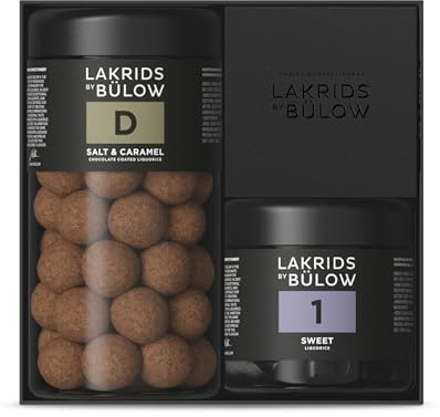 LAKRIDS BY BÜLOW - Geschenkbox - 445g - D (Salt & Caramel) + 1 (Sweet) - Dänische Gourmet Lakritze in hochwertiger Geschenkbox