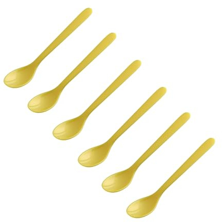 FACKELMANN Juego de 6 cucharas para huevos, cucharas de desayuno, 14 cm, color: amarillo, plástico de alta calidad, ideal para la mesa del desayuno