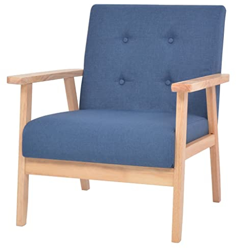 THOYTOUI Sessel, ArmlehnStuhl Cocktailsessel PolsterStuhl Kinosessel Geeignet für Wohnzimmer Stube Büro Speisesaal Blau Stoff