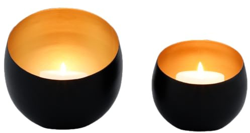 2er Set Aesthetic Windlicht Juju modern aus Metall in Schwarz 12 cm