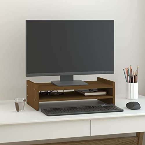 ZEYUAN Monitorständer Honigbraun 50x27x15 cm Massivholz Kiefer, Monitor Erhöhung, Schreibtischaufsatz, Monitor Erhöhung Schreibtisch, Bildschirm Erhöhung, Schreibtisch Regalaufsatz - 814022