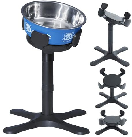 DOUDING Raised Dog Bowl, Elevated Dog Bowls Stand with Stainless Steel Dog Food Bowl, Heights and Tilted Adjust for Small/Medium/Large dogs, Non-Slip