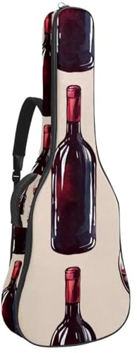 Bassgitarrentasche, 101,6 cm, 101,6 cm, doppelter verstellbarer Schultergurt, Akustikgitarre, Gigbag, Gitarrenkoffer, wasserdichtes Oxford-Gewebe, dicker Schwamm, Vintage-Rotweinflasche,