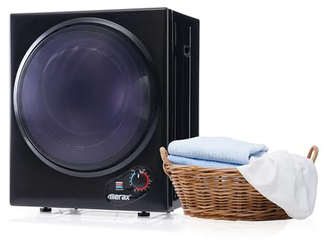 Merax Klein Wäschetrockner, Wandmontierbar Ablufttrockner, Ablufttrockner Wäschetrockner Trommelwaschtrockner, 200-Minuten-Timer|Doppelfilter|850w|2,5 kg, Schwarz, 50x42x59cm