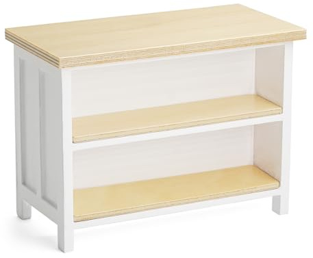 Odoria Puppenhaus Küchentheke Miniatur Tisch: 1/12 Maßstab Kücheninsel Esstisch für Esszimmer Restaurant Modern - Mini Arbeitsplatte Küchen mit Regal Möbel Holz