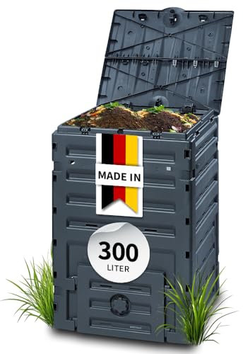 GARANTIA ECO-Master Kunststoff Komposter 300 Liter schwarz - Komposter Garten, Abfall & Recycling, Schnellkomposter, Komposteimer, Biomüll, Thermokomposter, Biomüll Behälter, Kompost, Garten