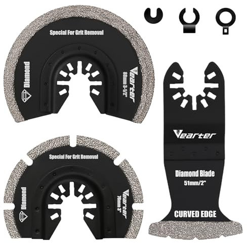 Vearter 3 utensili diamantati multifunzione con adattatore, lame multiuso, strumento oscillante per piastrelle di ceramica, mattoni cavi, cemento, piastrelle morbide, muratura