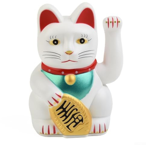 CNANRNANC Glückskatze Ornament 15,2 cm elektrisch winkende Glückskatze Beckoning Maneki Neko für Geschäft, Büro, Heimdekoration (weiß)