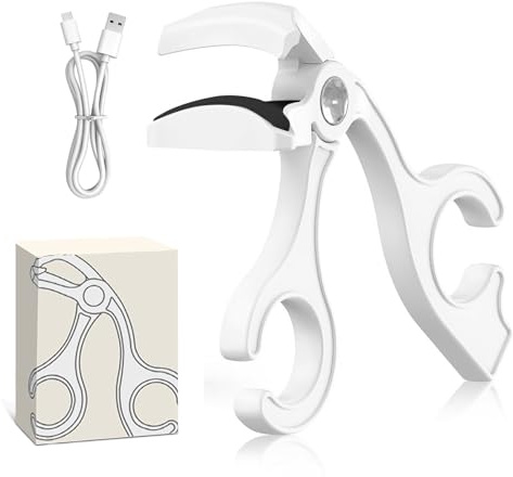 Piegaciglia riscaldato elettrico, piegaciglia senza cornice laterale con calore a 65 °C e piegaciglia portatile 2 in 1, oscillazione naturale con silicone riscaldante, non pizzica o tira per tutte le