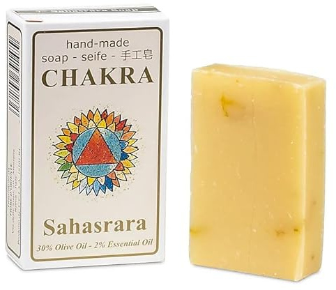 LivuX Chakra-Seife Sahasrara – 7. Chakra Kronenchakra – Handgemachte Naturseife mit Weihrauch & Myrrhe – 70 g – Vegan & Kaltgerührt – Spirituell & Ausgleichend 1282