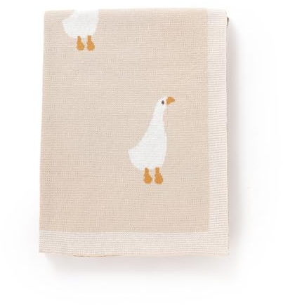 DovFanny Coperta per Bambino 100% Cotone Maglia Morbida per Neonato con Deliziosa Zebra, 100 x 80 cm (Cammello)