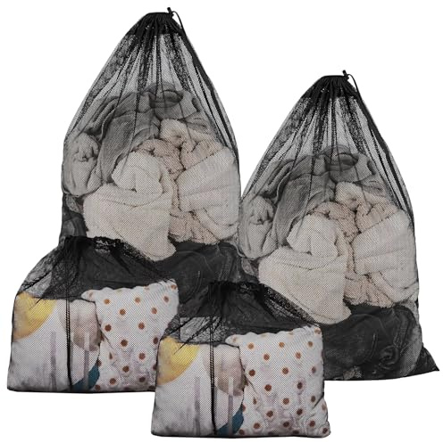 SPOKKI 4 Pcs Black Large Capacity Washing Machine Net Mesh Bag, 70x90cm/20x30cm Mesh Laundry Bags, Net Laundry Bags for Washing Machine