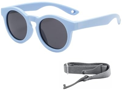 JUKOTA Lunettes de soleil pour bébé - Polarisées avec protection UV400, Cadre en silicone flexible pour enfants de 6 mois à 3 ans, Lunettes de soleil bébé pour garçons et filles avc Bande