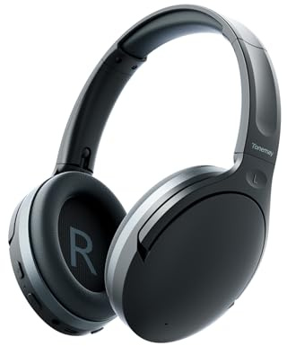 TONEMAY Zen Casque Bluetooth sans Fil,Casque Bluetooth Reducteur de Bruit Active,léger Pliable,80H Autonomie,Oreillettes Douces,Appels Clairs,pour Voyage/Travail,Noir