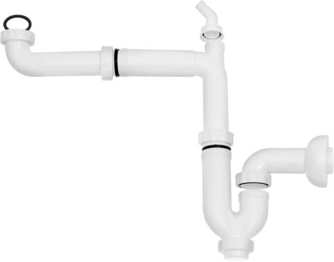 Raumsparsiphon G1 1/2 Siphon Waschbecken mit 5 Dichtungen Gute Abdichtung Siphon Küchenspüle Syphon Waschbecken für Küche Bad