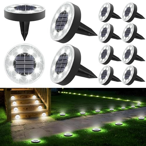 iBaycon Luces Solares para Jardín Exterior,12 Paquetes Blanco Frio