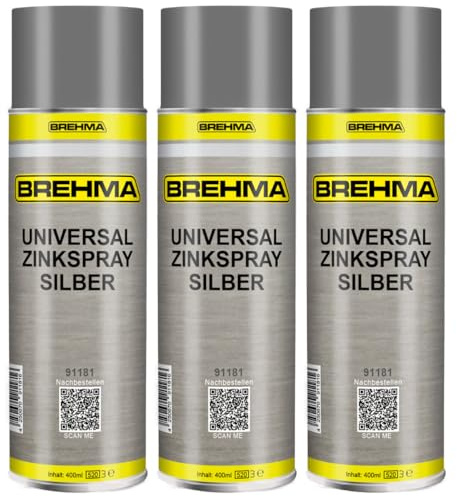 BREHMA 3x Universal Zinkspray silber Grundierung Korrosionsschutz 400ml