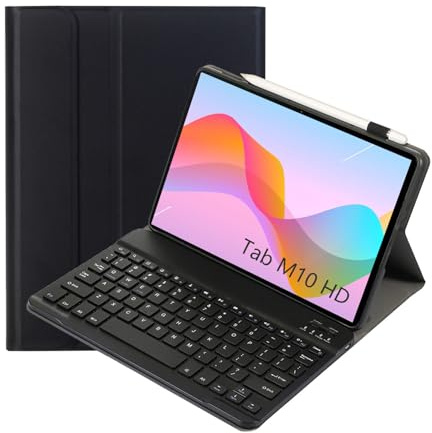 leleyo Funda Teclado para Lenovo Tab M10 HD (2nd Gen) 10.1,Negro | Cover con Teclado Bluetooth inalámbrico magnético extraíble stand QWERTY
