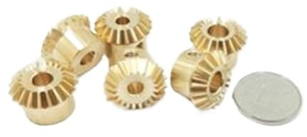 HEXHUASR 2pcs 1:1 Brass Bevel Gear 0.4M 0.5M 0.8M 1M 12 15 18 20 24 25 30 Teeth 90 Degrees Meshing Angle Gears Bore 3/4/5/6/8mm(0.8M15T)