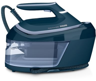 Philips PerfectCare Serie 6000 Centro de planchado, Vapor Potente, Garantía Sin Quemaduras, Diseño Compacto, Depósito de Agua Extraíble de 1.8L, Suela SteamGlide Plus (PSG6023/20)