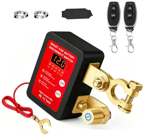 Drahtloser Batterie Trennschalter 12V 240A mit Fernbedienung, Auto Batterietrennschalter mit LED-Anzeige, Remote Batterie Kill Switch, Automatische Abschaltung für Auto, LKW, Boot, ATV, Wohnmobil