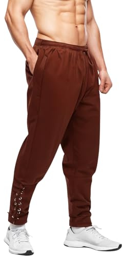 Bslingerie® Pantalones medievales renacentistas con cintura elástica para hombre, marrón, M