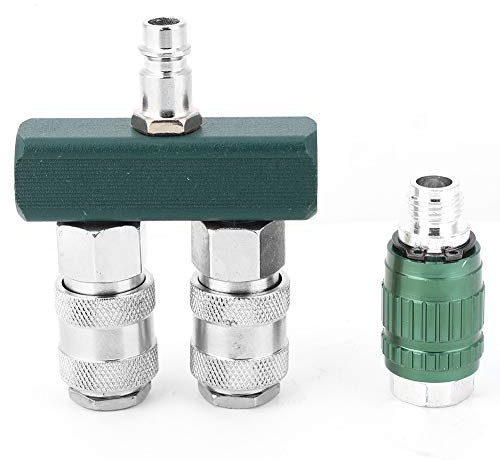 Connettore Pneumatico Rapido 1/4 Pollici Diritto a Due Vie con Valvola Regolabile, Raccordo per Tubo Aria Compressa Maschio Femmina, Accessorio per Attrezzature Pneumatiche