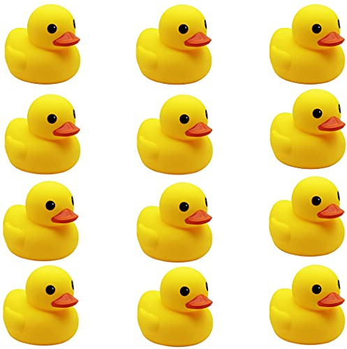umbresen Yellow Rubber Ducks Preschool Bath Toys Bathtub Duckies Gift for Baby Shower Infants Toddlers Car Pool Float Halloween Adults Party Favors Carnival Decorations (Small Yellow 2.2''-12pcs)
