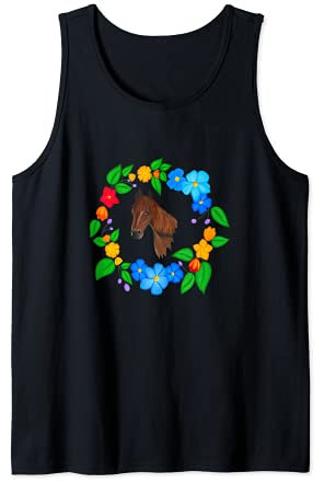 Blumenkranz mit Pferd Tank Top