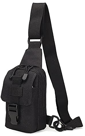 Sling Bags Tactical Military Shoulder Small Chest Bag Outdoor Sports Riding Camouflage Crossbody Bag for Men Women, Schwarz