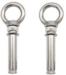 M6 M8 M10 Metal Expansion Bolts 304 Stainless Steel Screws Ceiling Hook Heavy Duty Bolts Anchor Fastener for Concrete Brick Wall Stone Use (M8x80,Eyebolt,2 Pack)