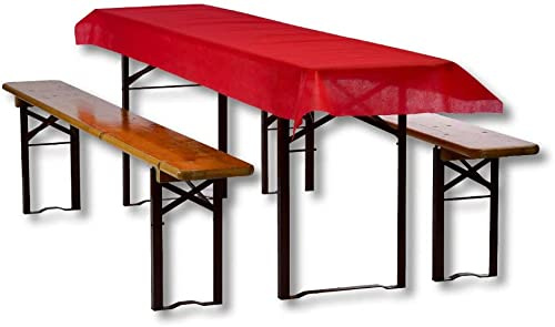 dm-folien gmbh Biertischdecke 0,80 x 100m - Tischtuchrolle/Tischdeko aus Vlies für Party/Event - abwaschbar (Rot)