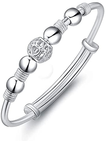 LUTAKU 925 silver ångest lugnande armband för kvinnor pärla spinner armband för kvinnor flickor fidget armband för ångest smycken vänskap gåva, 18 centimeters, Sterlingsilver, Ingen ädelsten