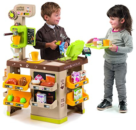Smoby - Roleplay Coffee House, 7600350232, 3 Jahre, 57 Zubehör, Kaffeemaschine, Kassenregister, H. 89 cm