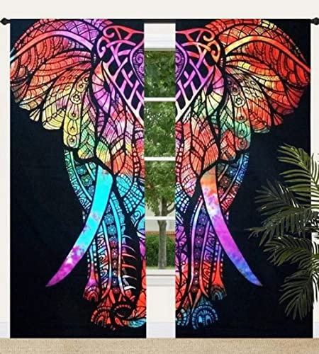 INDACORIFY Floraler Stoffvorhang, Boho-Fensterbehandlungsset, Türbehang, Balkonzimmer, Bohemian-Dekor, Vorhang Boho-Set von 2-82 x 40 Zoll oder 82 x 26 Zoll (82 x 26 Inches)