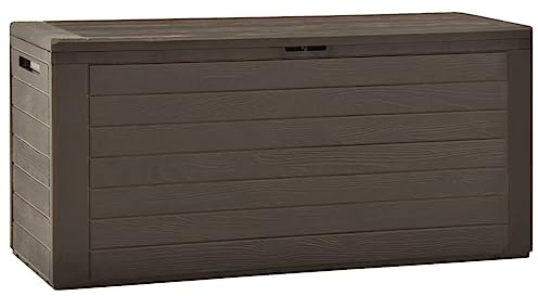 homiuse 116x44x55 cm Gartenbox Braun Auflagenbox Aufbewahrungsbox Aufbewahrungstruhe Gartentruhe Kissenbox Garten Wasserdicht Kissenbox Outdoor Wasserdicht Abschließbar Innen und Außenbereich