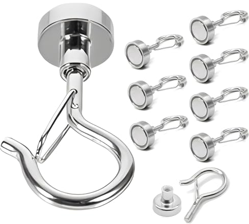 OXTXO Magnetic Hooks with Snap,26.5 lb+ Strong Magnets,Heavy Duty Q Hooks for Cars,Cruise,Garage Doors,BBQ Grill,Refrigerators