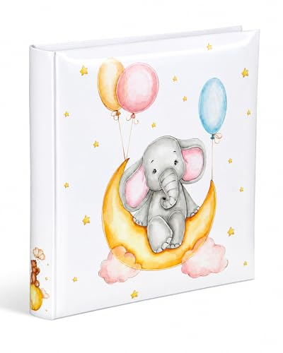 Cat & Bears Fotoalbum 30x30 cm 100 weiße Seiten Baby Kinder Foto Album Fotobuch: Farbe: Elefant & Moon