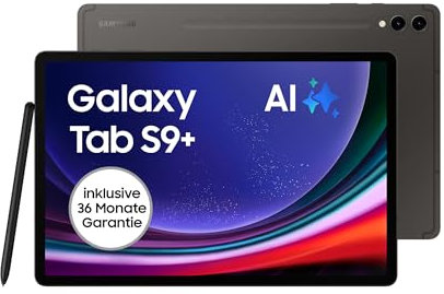 Samsung Galaxy Tab S9+ AI-Android-Tablet, Wi-Fi, 512 GB / 12 GB RAM, MicroSD-Kartenslot, Inkl. S Pen, Simlockfrei ohne Vertrag, Graphit, Inkl. 36 Monate Herstellergarantie [Exklusiv bei Amazon]