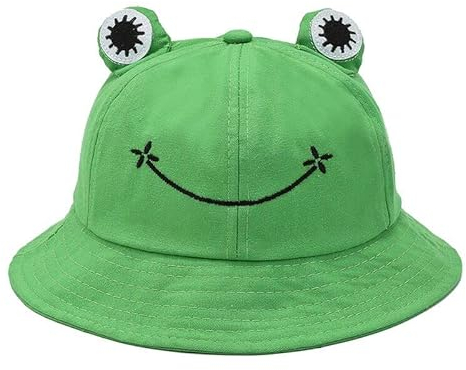 KAIAIWLUO Frosch Hut,Funy Cute Baumwolle Frosch Eimer Hut Faltbarer Frog Fischerhut Sonnenhut Angelkappe Sommerhut für Teenager Erwachsene Kinder Camping Wandern Angeln Jagd