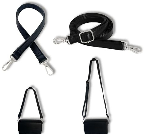 Zzcy 2 Stück Leder Taschengriffe DIY Ersatz Tote Taschengriffe Handtasche Zubehör Abnehmbare Leder Tasche Gürtel Ersatz Griff für Einkaufstasche Shopper Tote Handtasche (Schwarz 70-130+60cm)