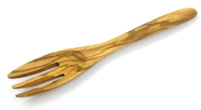 WONDERFUL 100% Natural Olive Wood Fork, 7 Inch Wooden Spoon for Eating, Reusable Handmade Natural Wood Flatware, Perfect for Dessert, Safe & non-toxic for Kids (Fork: 1 pc)