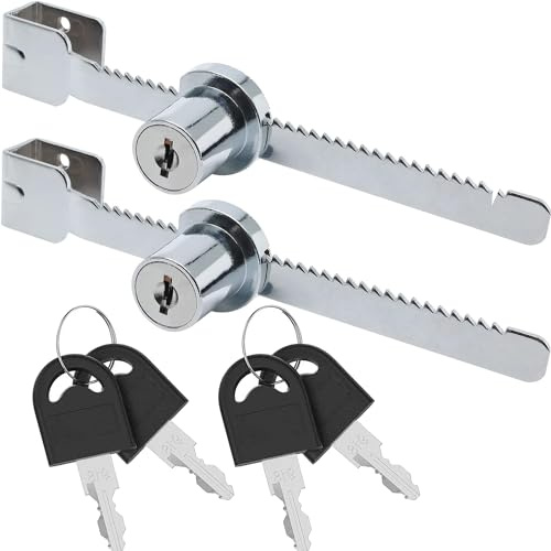 ZiYuya 2pcs Verrou à cliquet pour vivarium avec clés différentes pour terrarium, porte coulissante en verre Verrou de scie coulissante Pour vitrine porte coulissante en verre serrure verrou vitrine