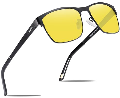 CARFIA Polarisierte Herren Sonnenbrille Metallrahmen UV 400 Fahrerbrille | Guter UV-Schutz, Sportbrille, Kategorie 3 Linse, Verstellbare Nasenpads, Nicht Drücken, Nickelfreie Metall, Stylisches Design
